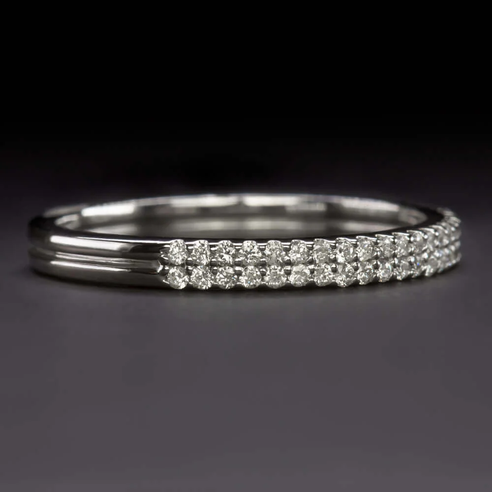 0.29ct NATURAL DIAMOND WEDDING BAND 1/2 ETERNITY STACKING RING 10k WHITE GOLD - Image 2