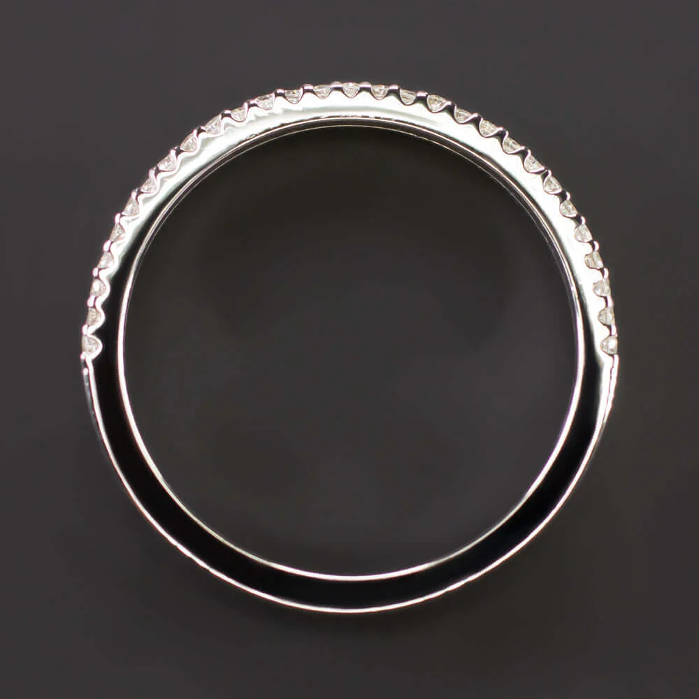 0.29ct NATURAL DIAMOND WEDDING BAND 1/2 ETERNITY STACKING RING 10k WHITE GOLD - Image 3