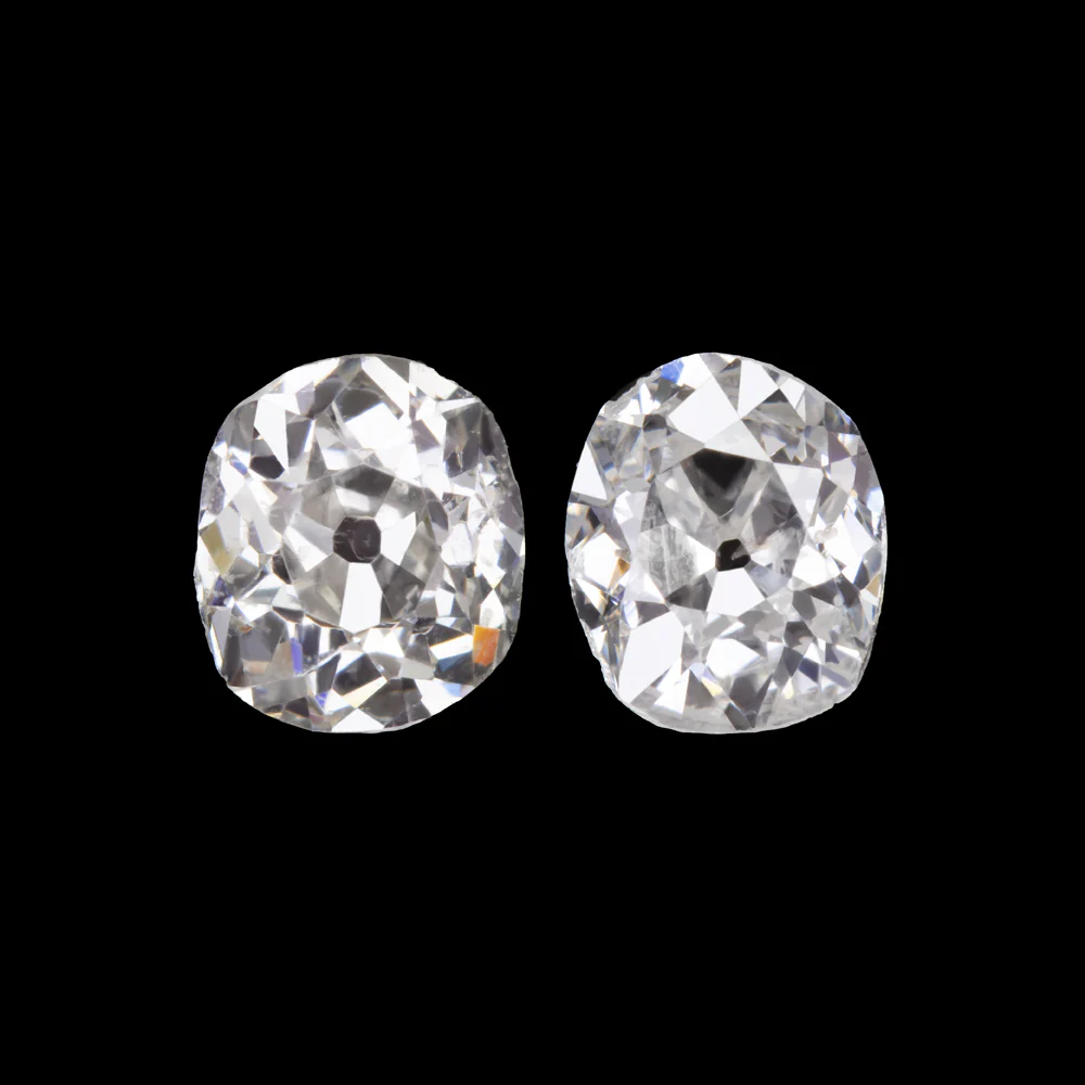0.60ct OLD MINE CUT DIAMOND STUD EARRINGS H-J SI1 PAIR ANTIQUE PAIR ESTATE 2/3ct