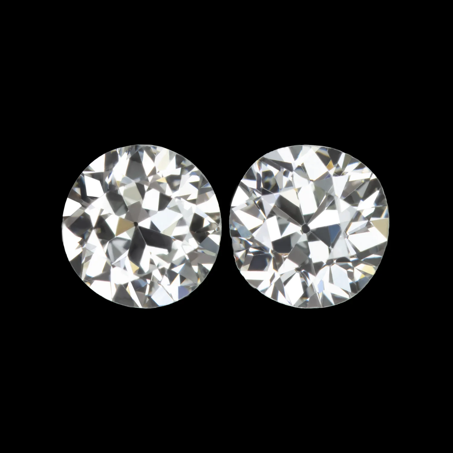 0.63ct OLD EUROPEAN CUT DIAMOND STUD EARRINGS H-I VS VINTAGE PAIR LOOSE NATURAL