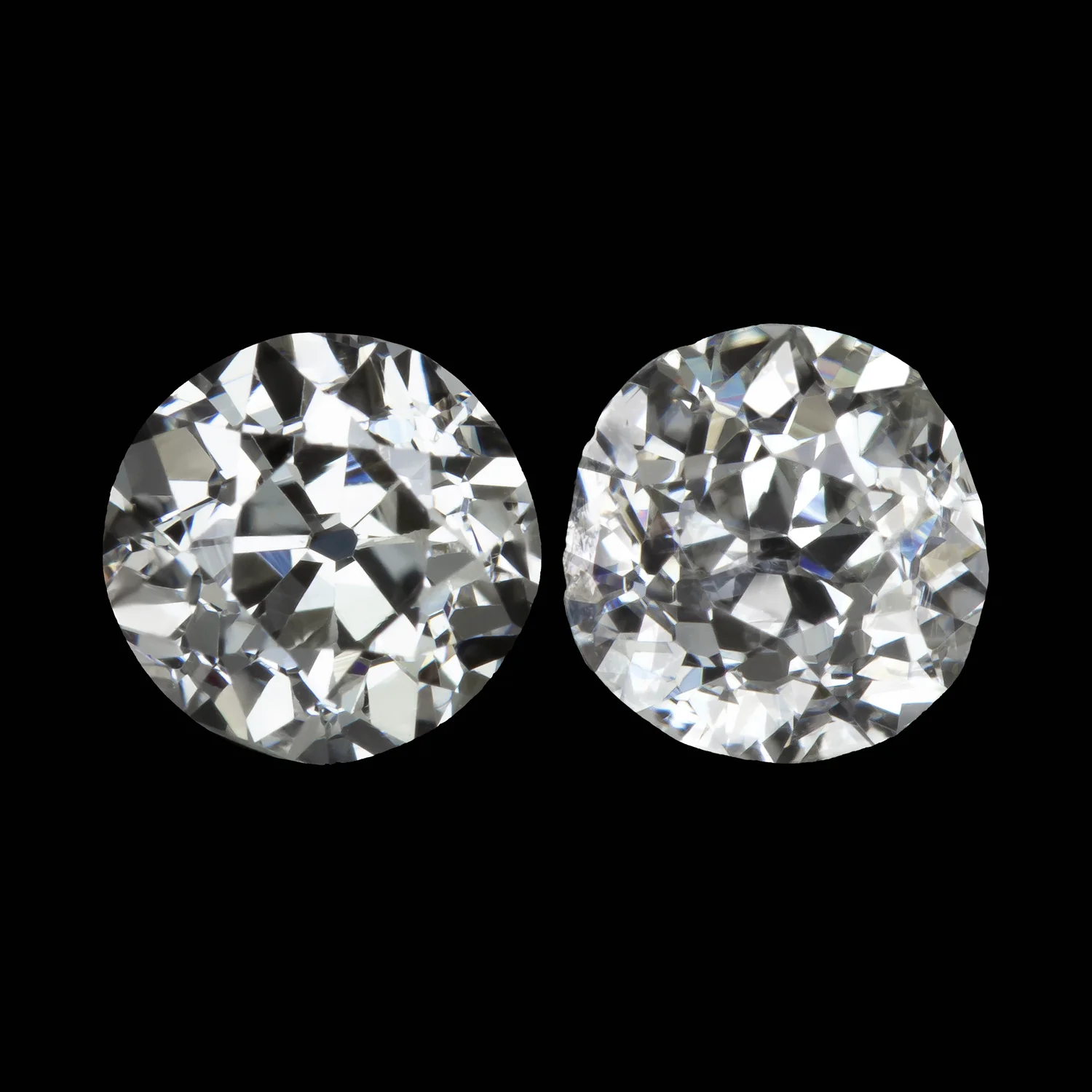 0.68ct OLD EUROPEAN CUT DIAMOND STUD EARRINGS G-H VS2-SI2 PAIR LOOSE VINTAGE