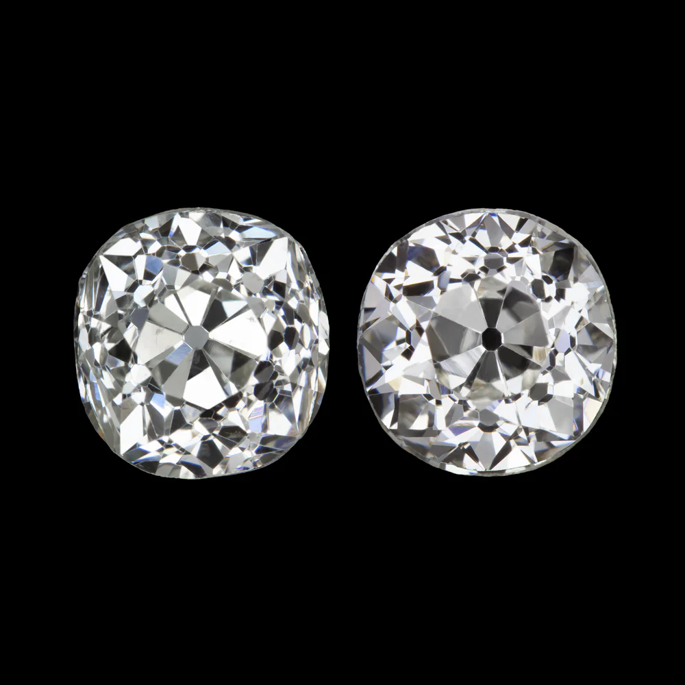 0.71ct OLD MINE CUT DIAMOND STUD EARRINGS F-G VS2-SI1 ANTIQUE PAIR LOOSE NATURAL