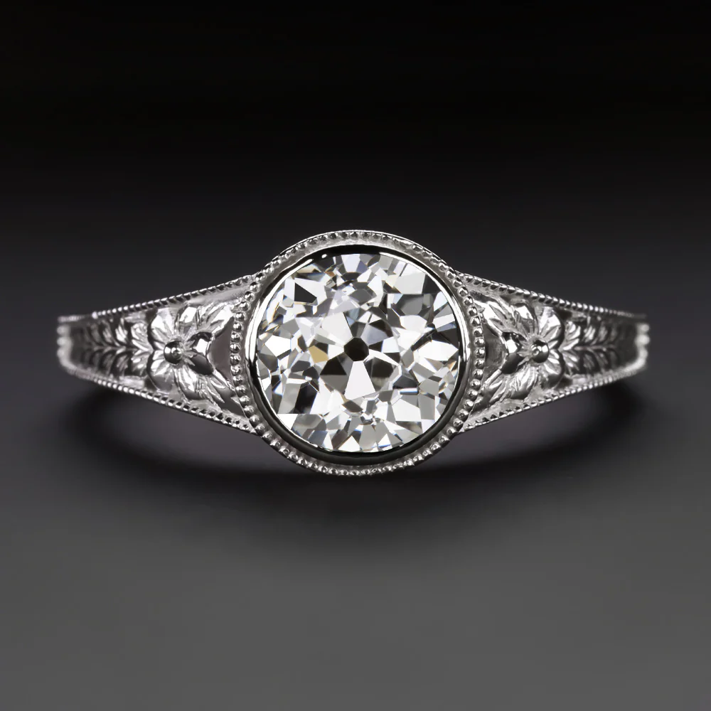 0.93c OLD EUROPEAN CUT DIAMOND ENGAGEMENT RING CERTIFIED VINTAGE STYLE SOLITAIRE