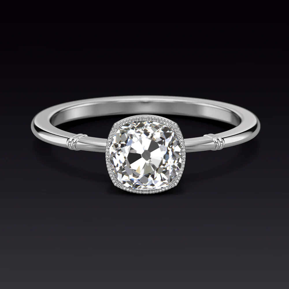 1.10ct OLD MINE CUT DIAMOND ENGAGEMENT RING VINTAGE STYLE SOLITAIRE 14k GOLD