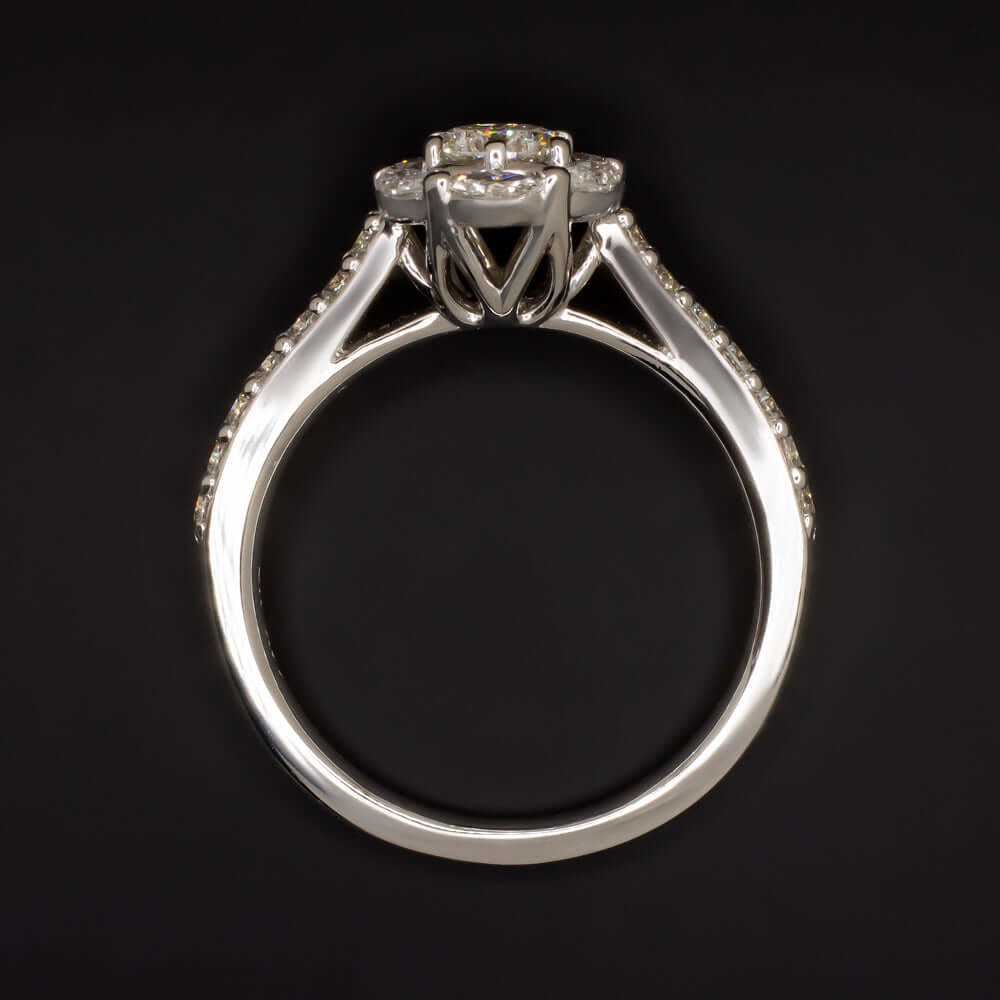 1.12ctw CELEBRITY CUT NATURAL DIAMOND ENGAGEMENT RING MARQUISE HALO STAR ROUND - Image 3