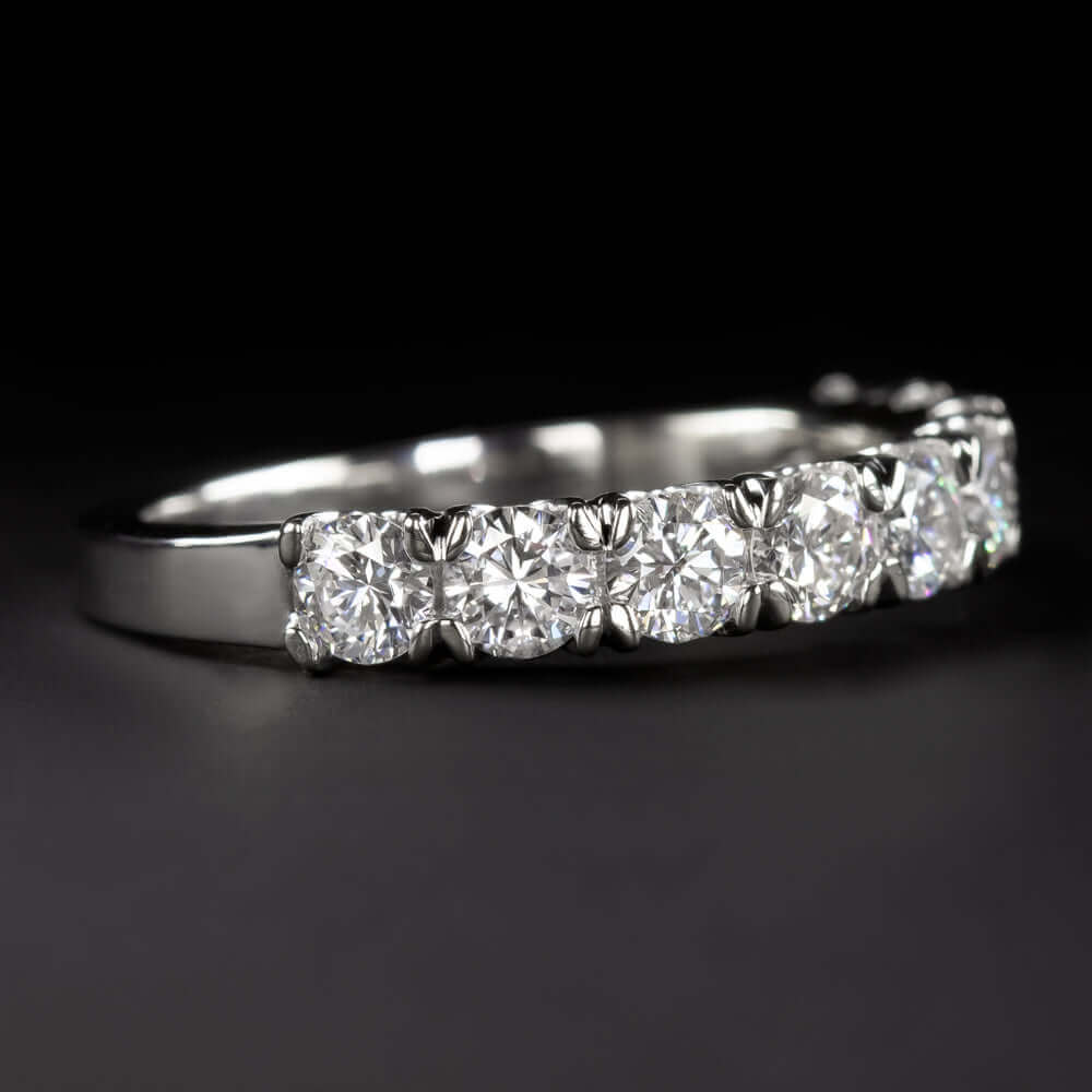 1.19ct IDEAL CUT DIAMOND HALF ETERNITY RING WEDDING BAND WHITE GOLD 1ct - Image 2