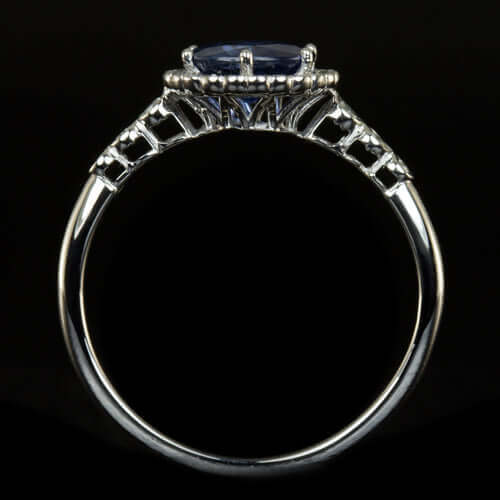 1.22c NATURAL BLUE SAPPHIRE ROUND DIAMOND COCKTAIL RING PLATINUM HALO ENGAGEMENT - Image 3