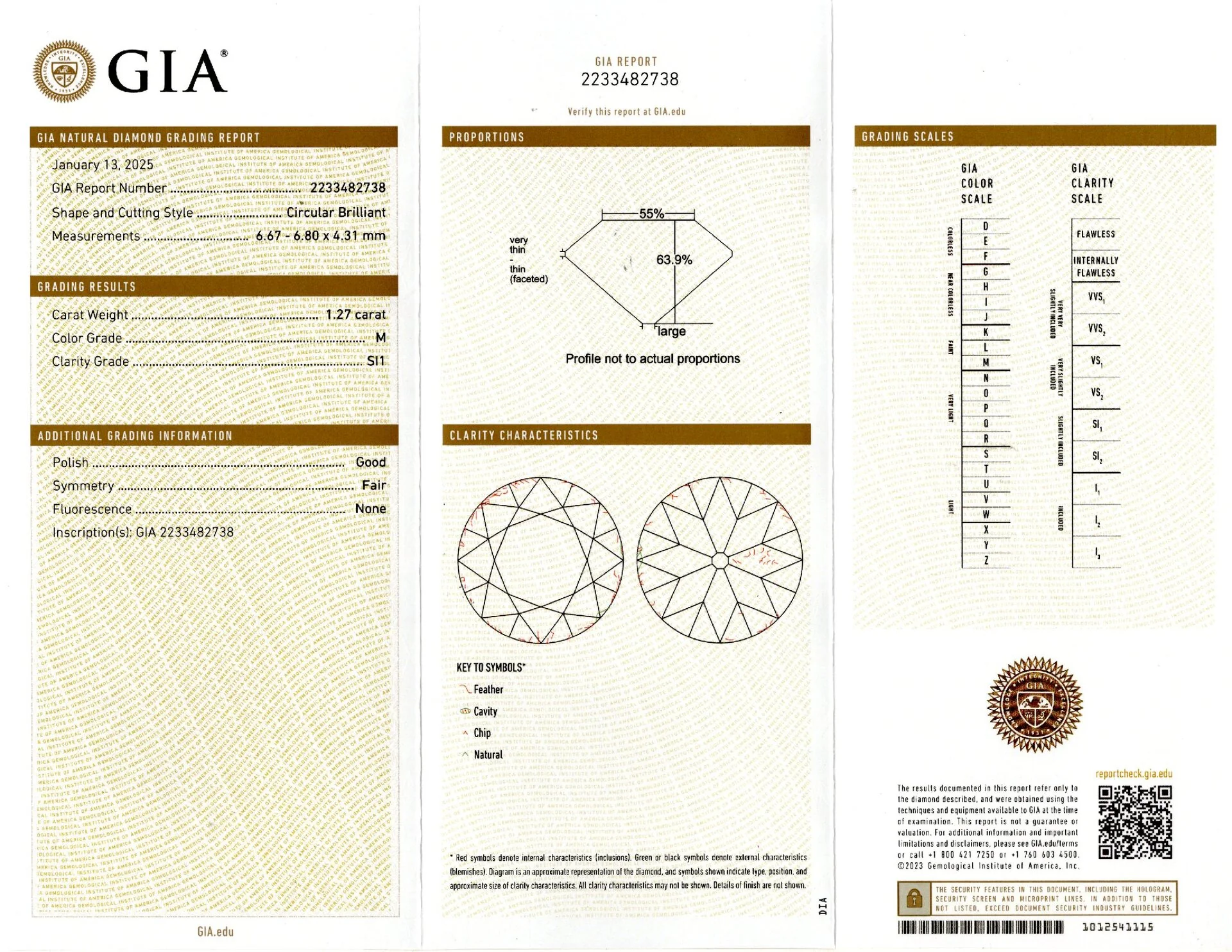 1.27ct OLD EUROPEAN CUT DIAMOND GIA CERTIFIED M SI1 VINTAGE NATURAL LOOSE ESTATE - Image 2
