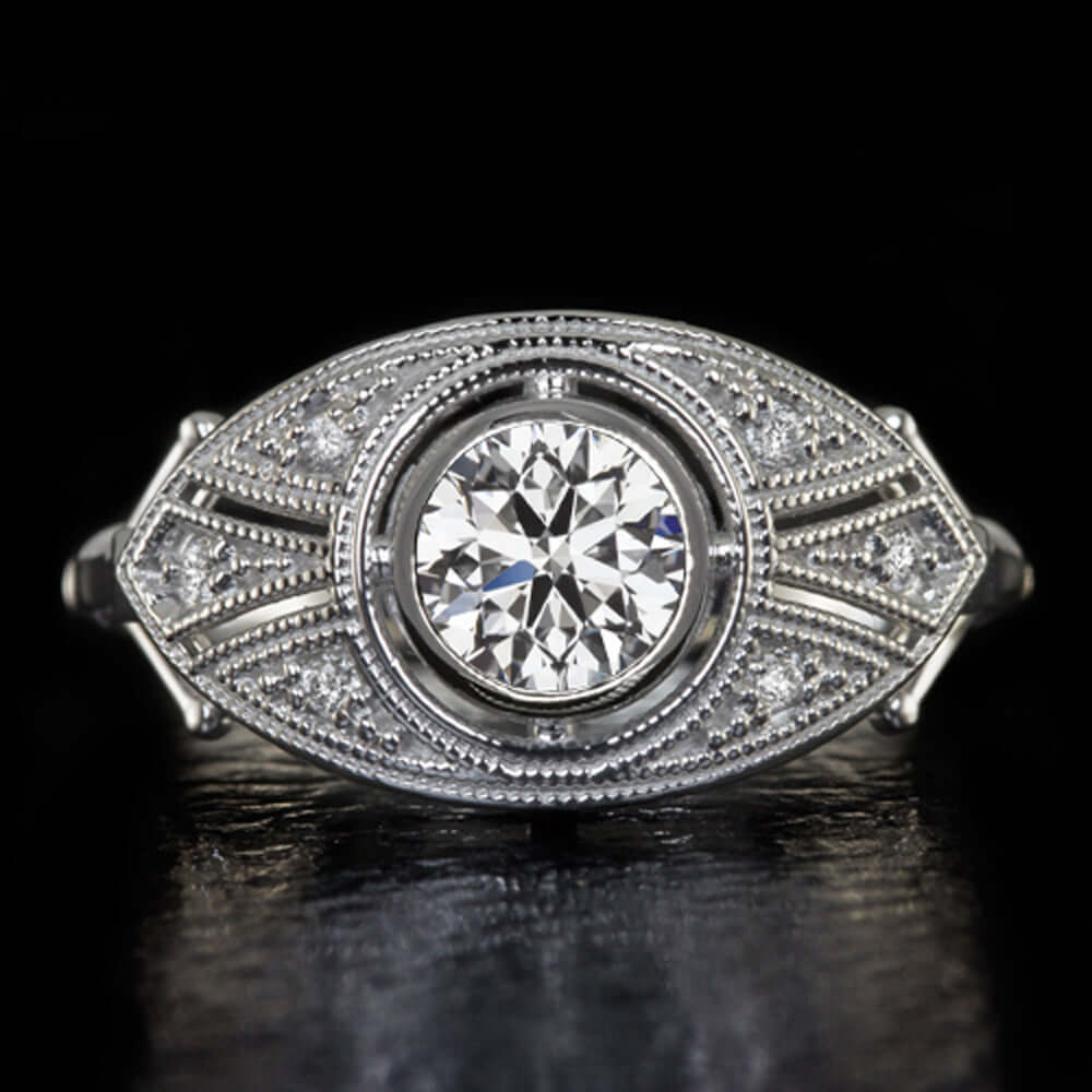 1/2ct VINTAGE STYLE LAB CREATED DIAMOND COCKTAIL RING ART DECO EAST WEST 10k