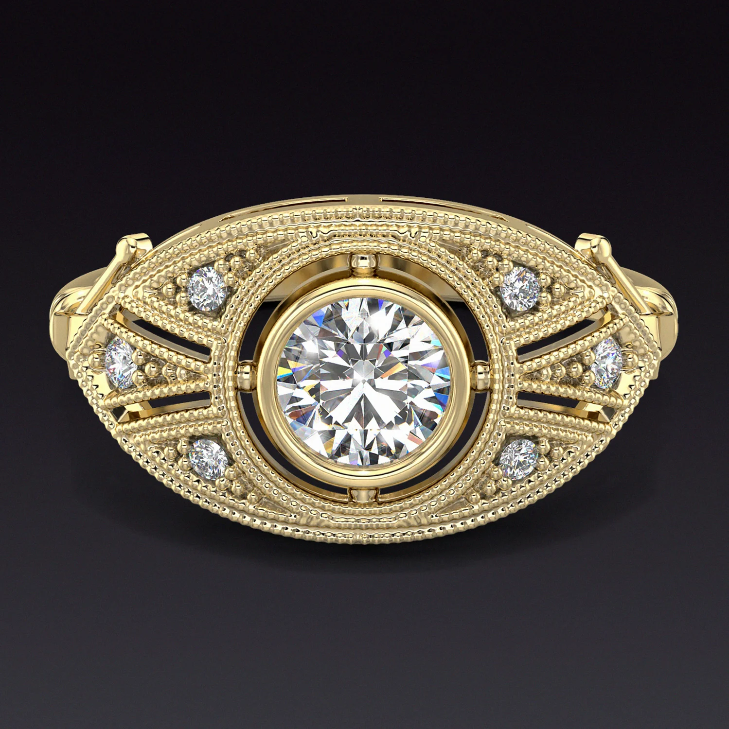 1/2ct VINTAGE STYLE LAB CREATED DIAMOND COCKTAIL RING ART DECO EAST WEST 10k - Image 5
