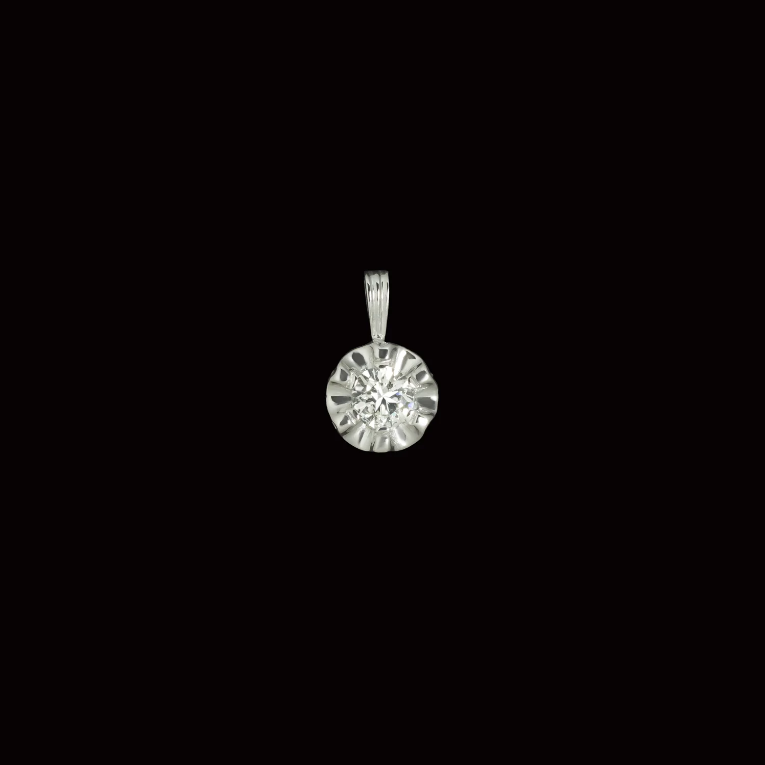 1/3 CARAT NATURAL DIAMOND PENDANT 14k WHITE GOLD ILLUSION SOLITAIRE ROUND CUT