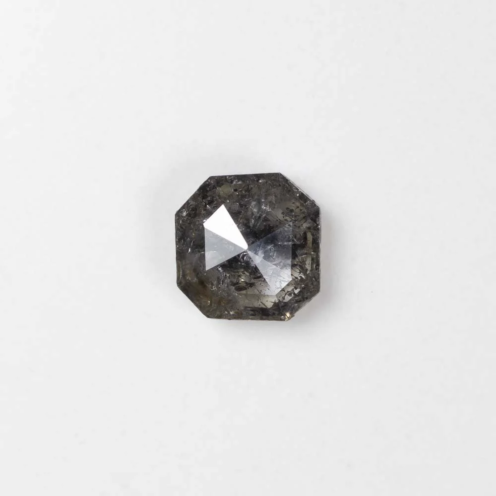 1.35ct NATURAL DIAMOND BLACK GRAY SQUARE SHAPE RADIANT ROSE CUT OCTAGON LOOSE