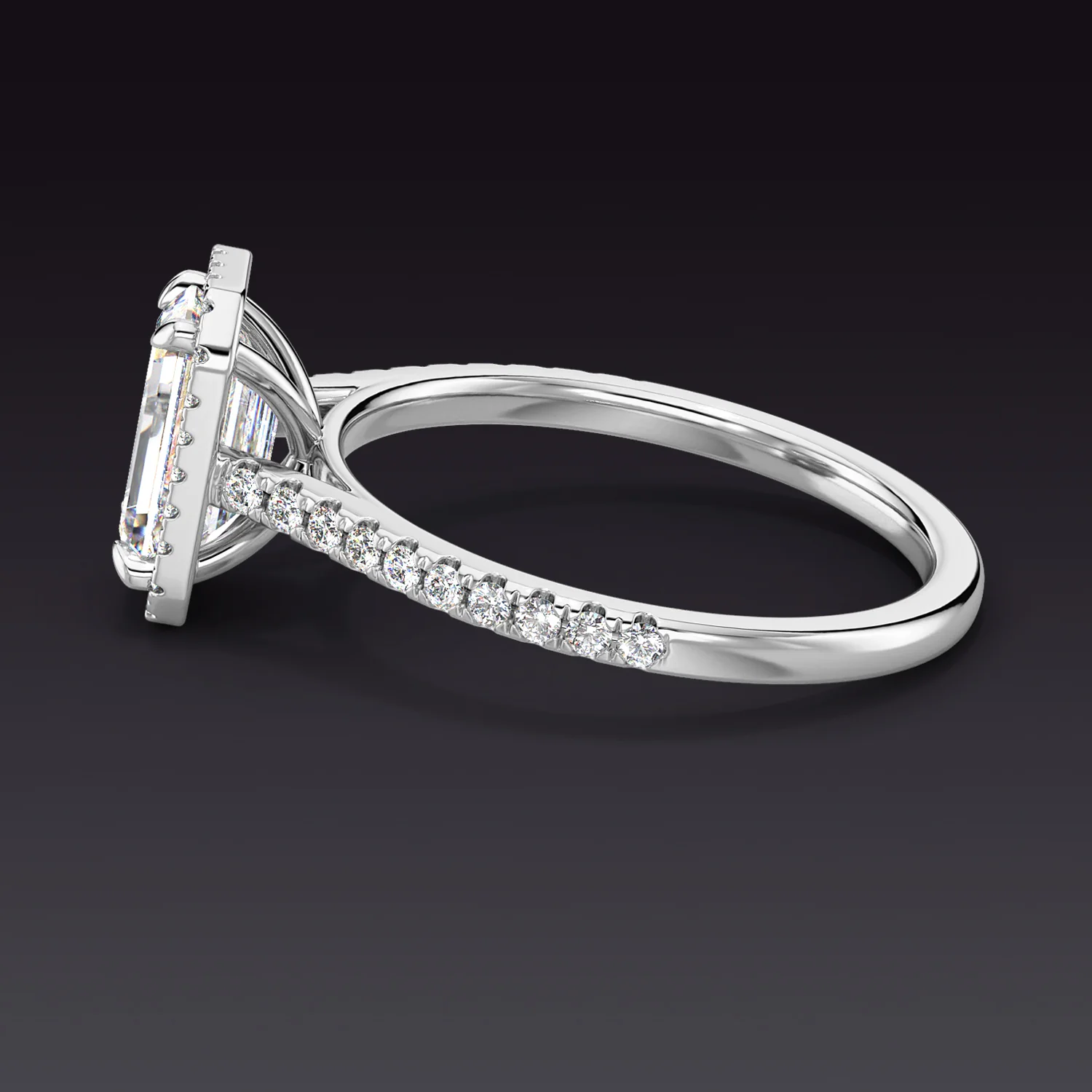 1.40ct GIA CERTIFIED EMERALD CUT DIAMOND ENGAGEMENT RING HALO PLATINUM NATURAL - Image 2