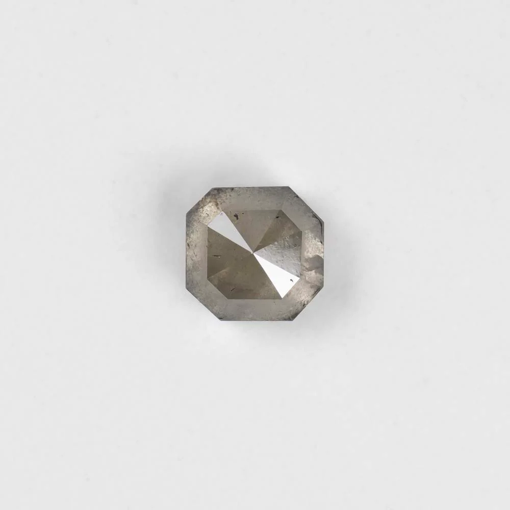 1.40ct NATURAL DIAMOND FANCY GRAY SQUARE SHAPE RADIANT ROSE CUT OCTAGON LOOSE