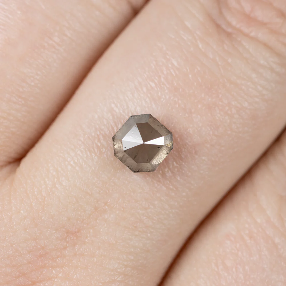1.40ct NATURAL DIAMOND FANCY GRAY SQUARE SHAPE RADIANT ROSE CUT OCTAGON LOOSE - Image 2