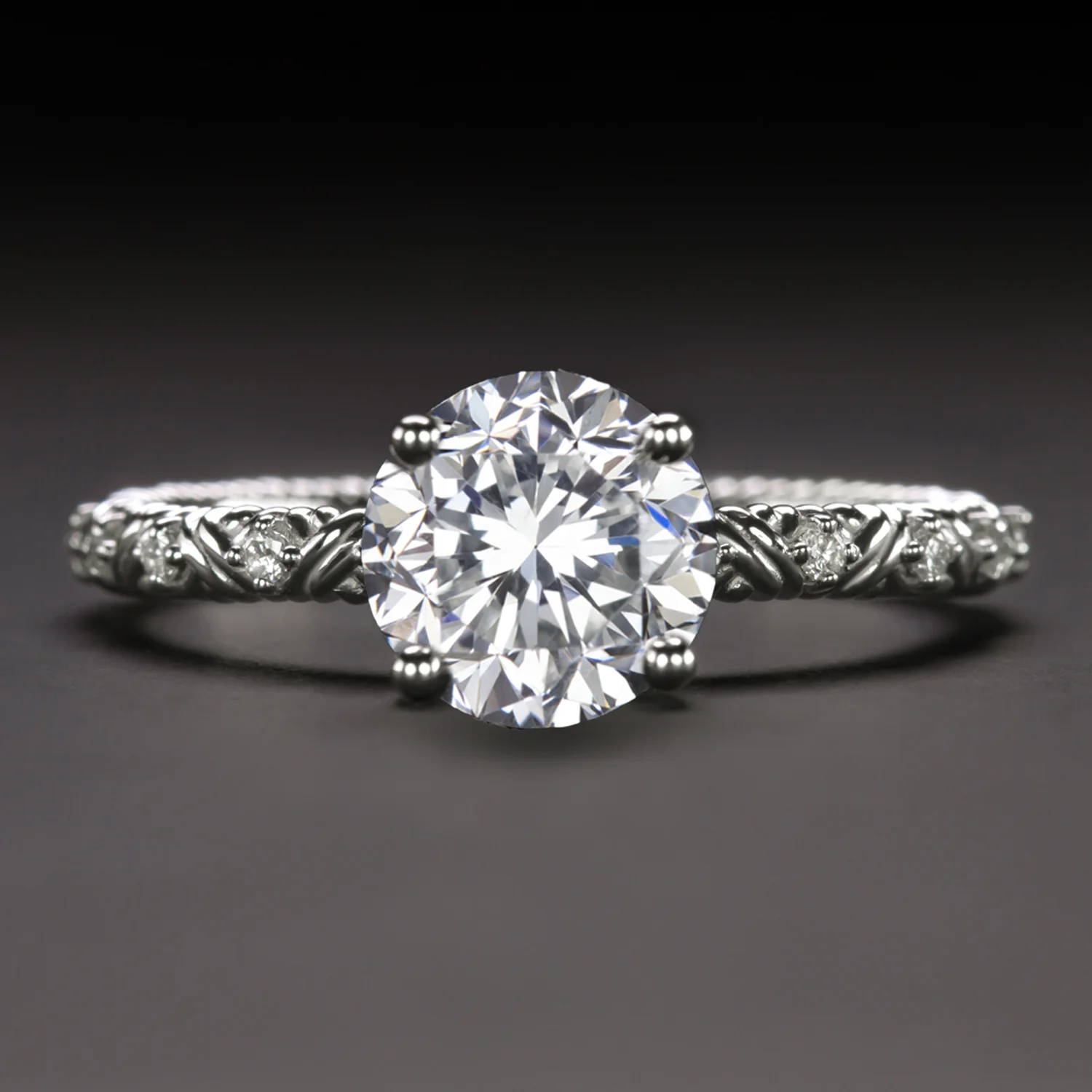 1.42c CERTIFIED DIAMOND ENGAGEMENT RING G SI1 VINTAGE STYLE ROUND CUT WHITE GOLD
