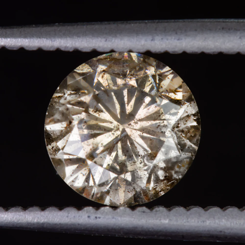 1.42ct NATURAL DIAMOND LIGHT CHAMPAGNE ROUND BRILLIANT CUT LOOSE EARTH MINED