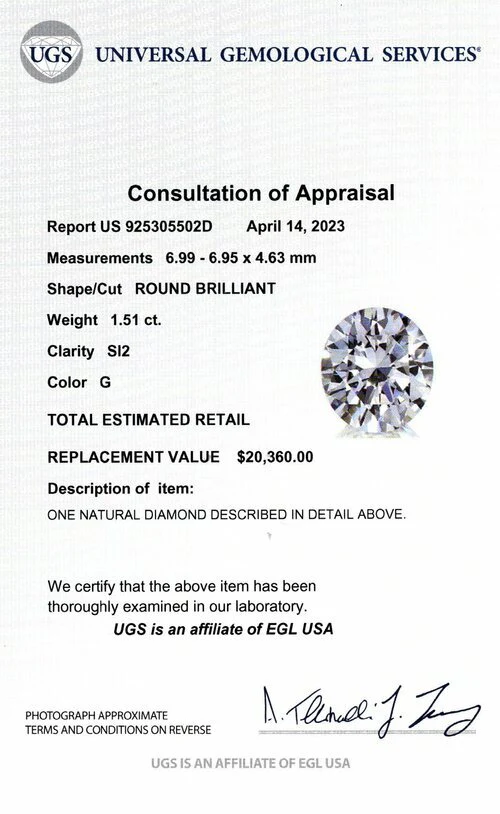 1.5 CARAT CERTIFIED DIAMOND ENGAGEMENT RING ROUND CUT 14k WHITE GOLD SOLITAIRE - Image 3