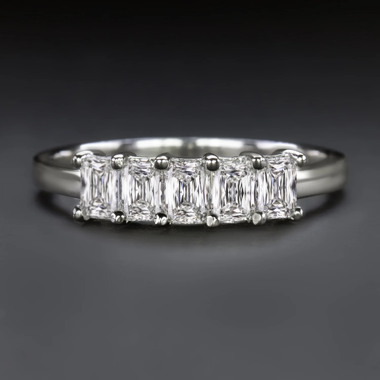 1.5 CARAT CRISS CUT DIAMOND WEDDING BAND ASHOKA 5 STONE RING 14k WHITE GOLD
