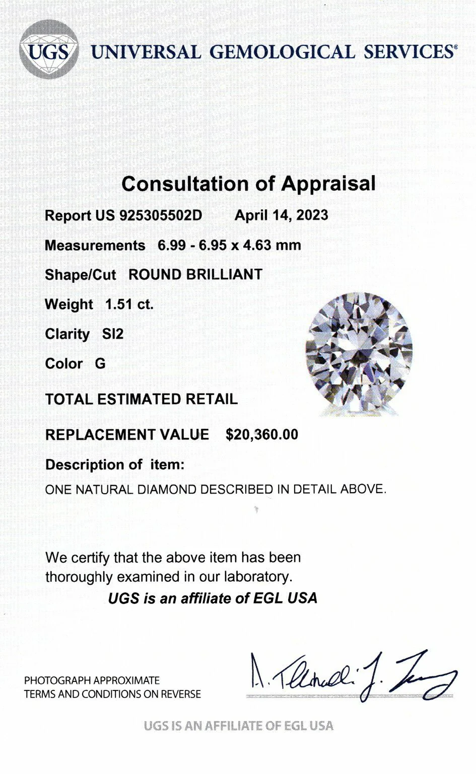 1.5 CARAT LOOSE DIAMOND CERTIFIED G SI2 NATURAL ROUND BRILLIANT CUT ENGAGEMENT - Image 3