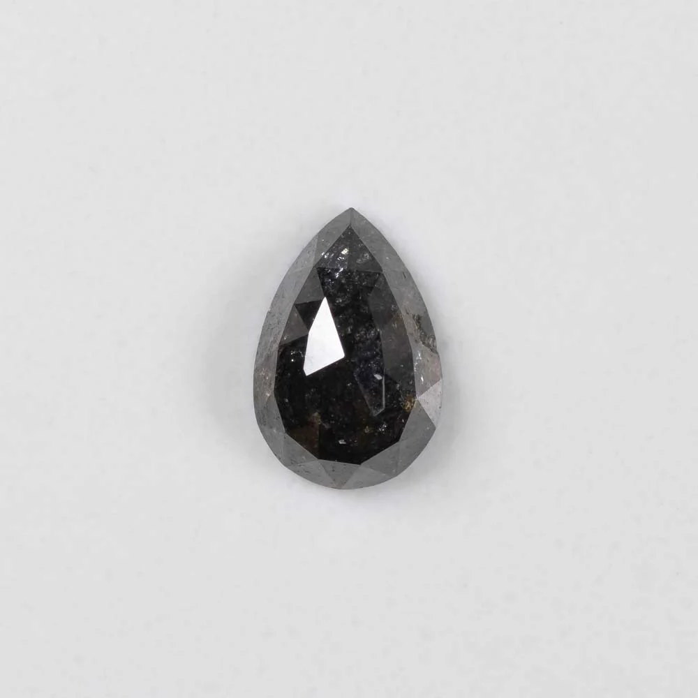 1.5 CARAT NATURAL DIAMOND PEAR SHAPE ROSE CUT RUSTIC BLACK BROWN TEARDROP LOOSE