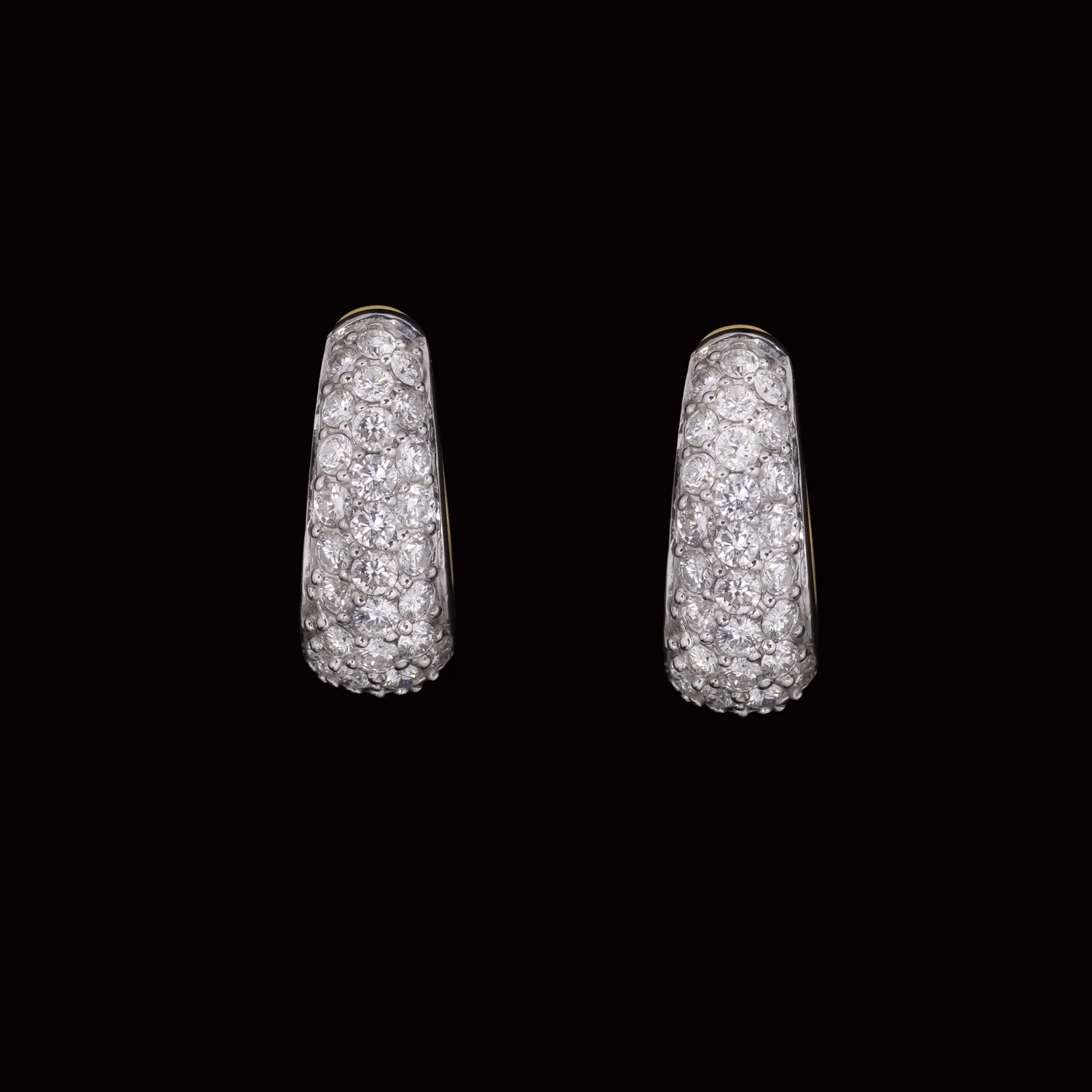 1.50 CARAT NATURAL DIAMOND J HOOP EARRINGS PAVE HUGGIE 18k WHITE YELLOW GOLD