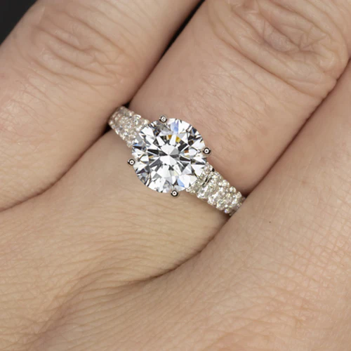 1.5ct CERTIFIED I SI2 DIAMOND ENGAGEMENT RING EXCELLENT CUT ROUND TAPERED SHANK - Image 2