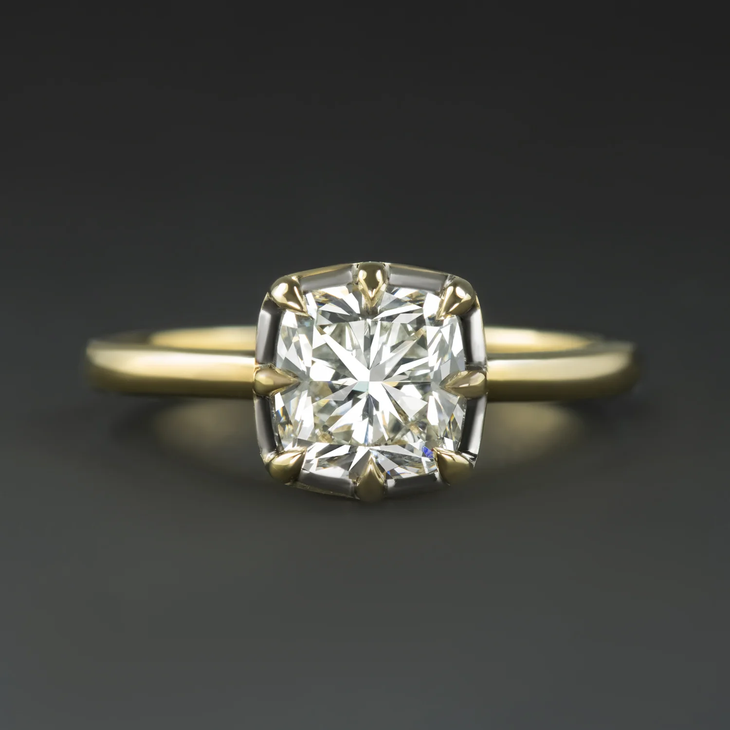 1.5ct DIAMOND ENGAGEMENT RING GIA CERTIFIED VINTAGE STYLE 14k COLLET SOLITAIRE