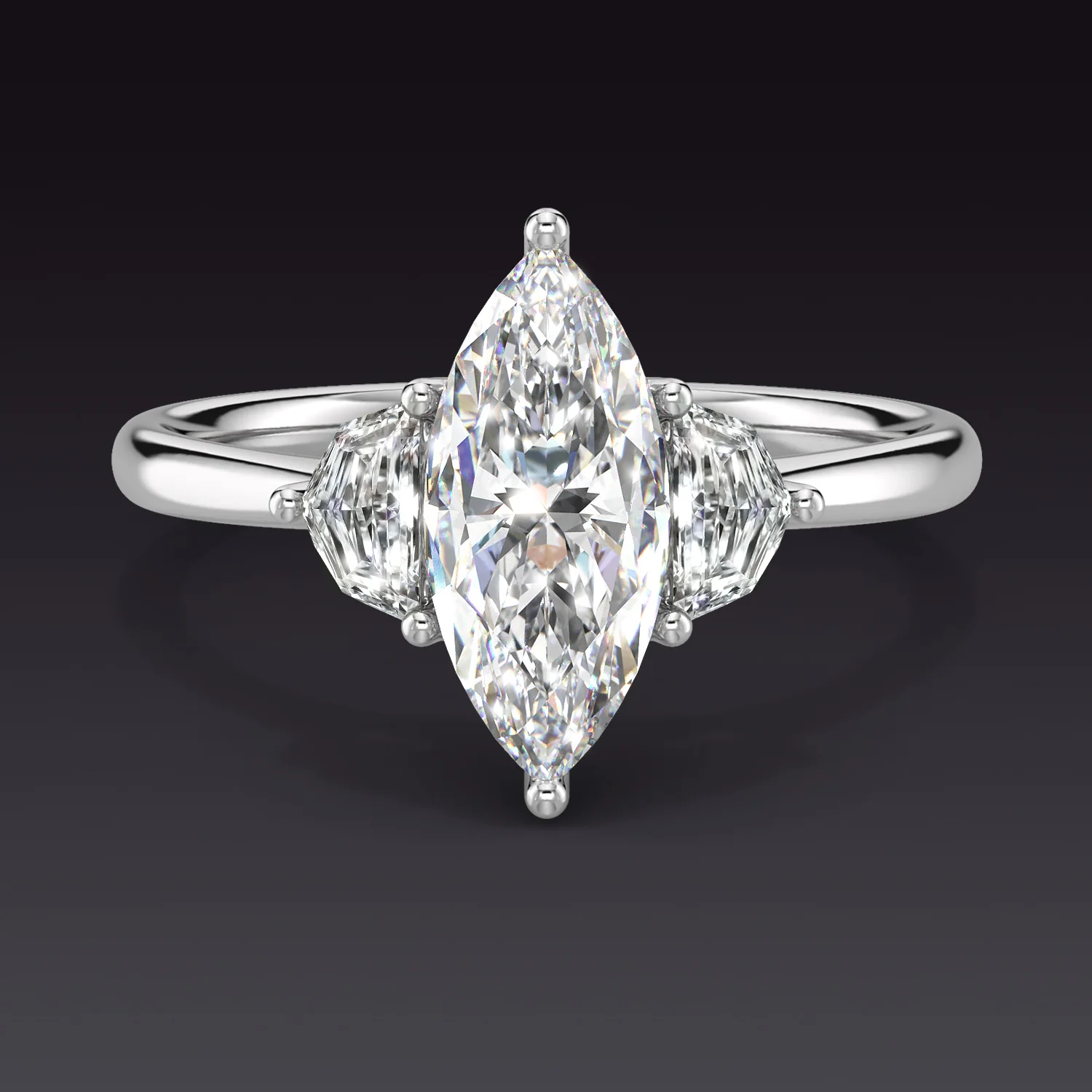1.5ct GIA CERTIFIED G VS DIAMOND ENGAGEMENT RING MARQUISE SHAPE 3 STONE 14k GOLD
