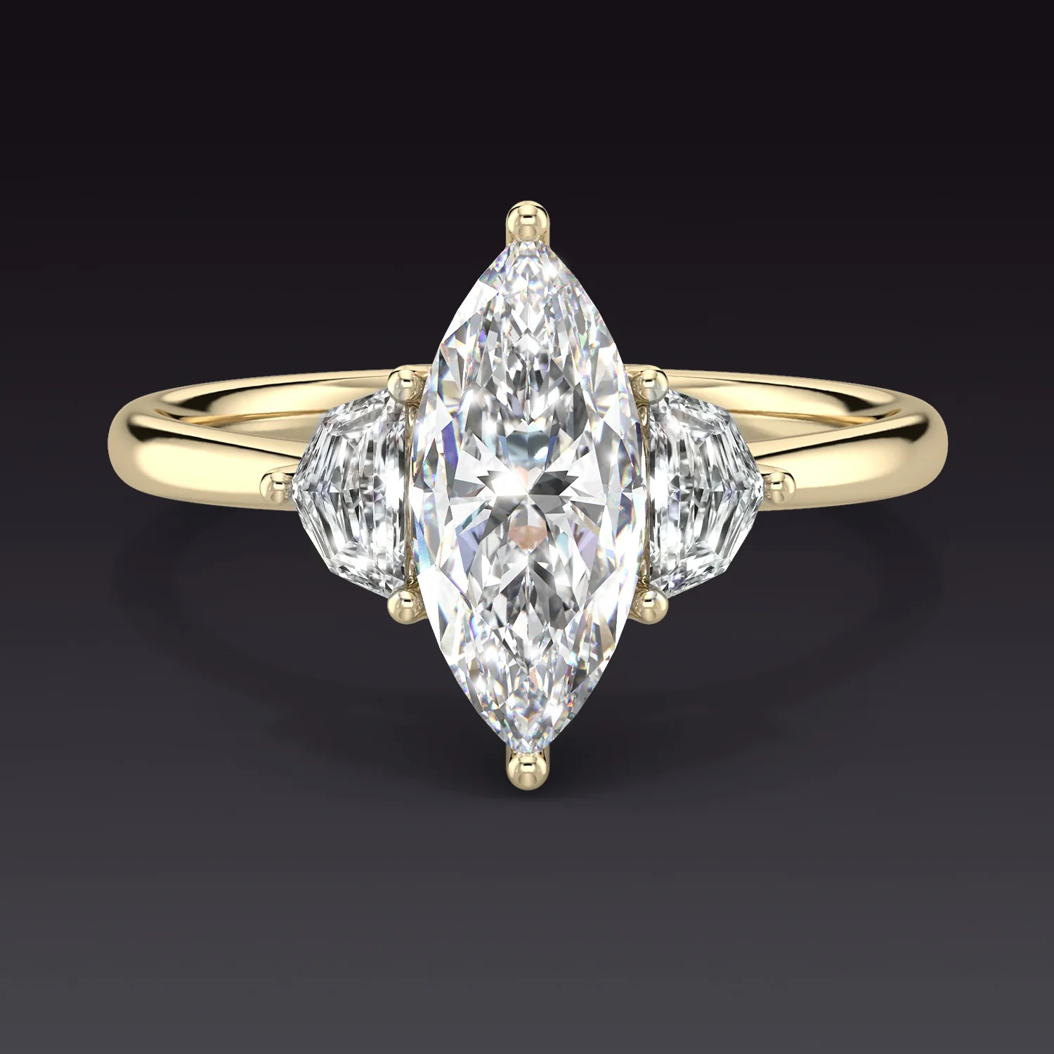 1.5ct GIA CERTIFIED G VS DIAMOND ENGAGEMENT RING MARQUISE SHAPE 3 STONE 14k GOLD - Image 2