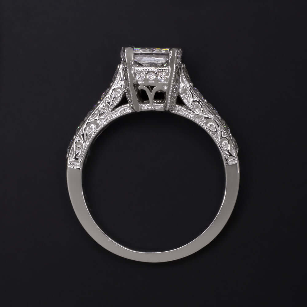 1.5ct GIA CERTIFIED G VS1 DIAMOND ENGAGEMENT RING 18k WHITE GOLD PRINCESS CUT - Image 3