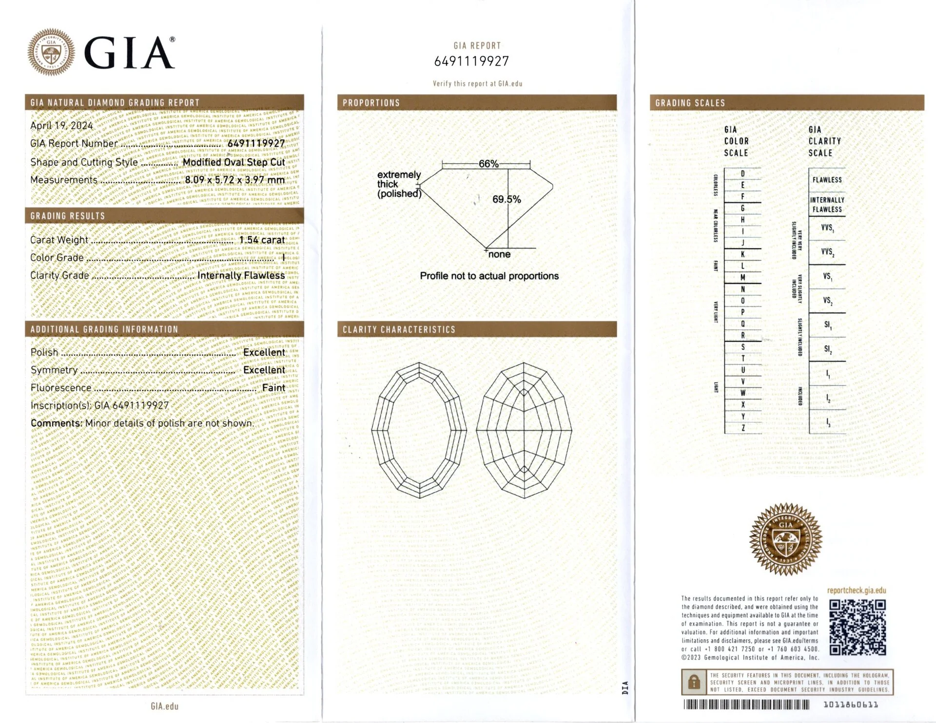 1.5ct GIA CERTIFIED I FLAWLESS DIAMOND OVAL STEP CUT LOOSE NATURAL GEOMETRIC - Image 2