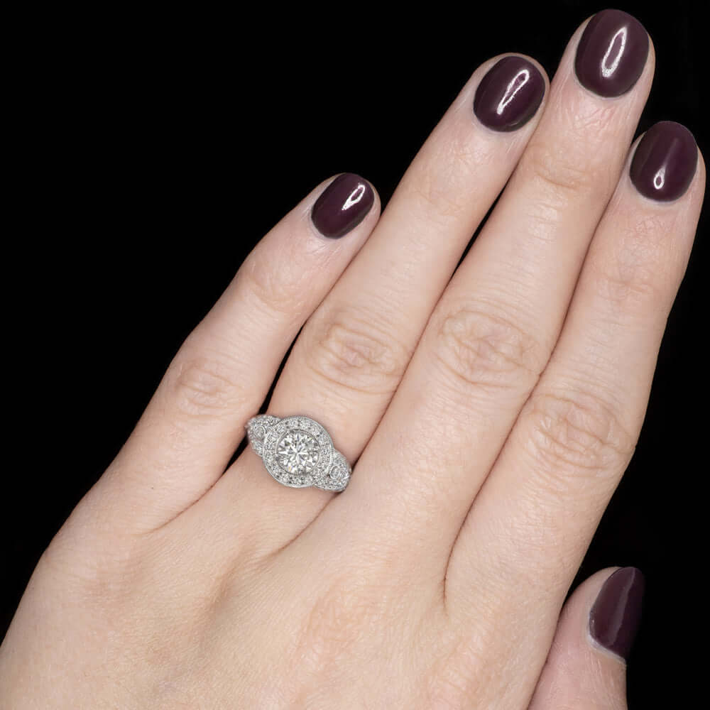 1.64c NATURAL DIAMOND ENGAGEMENT RING VG CUT 18K WHITE GOLD 8GM ROUND HALO 1.5CT - Image 3
