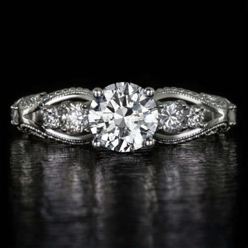 1.66ct F SI DIAMOND ENGAGEMENT RING VINTAGE STYLE VERY GOOD ROUND CUT WHITE GOLD