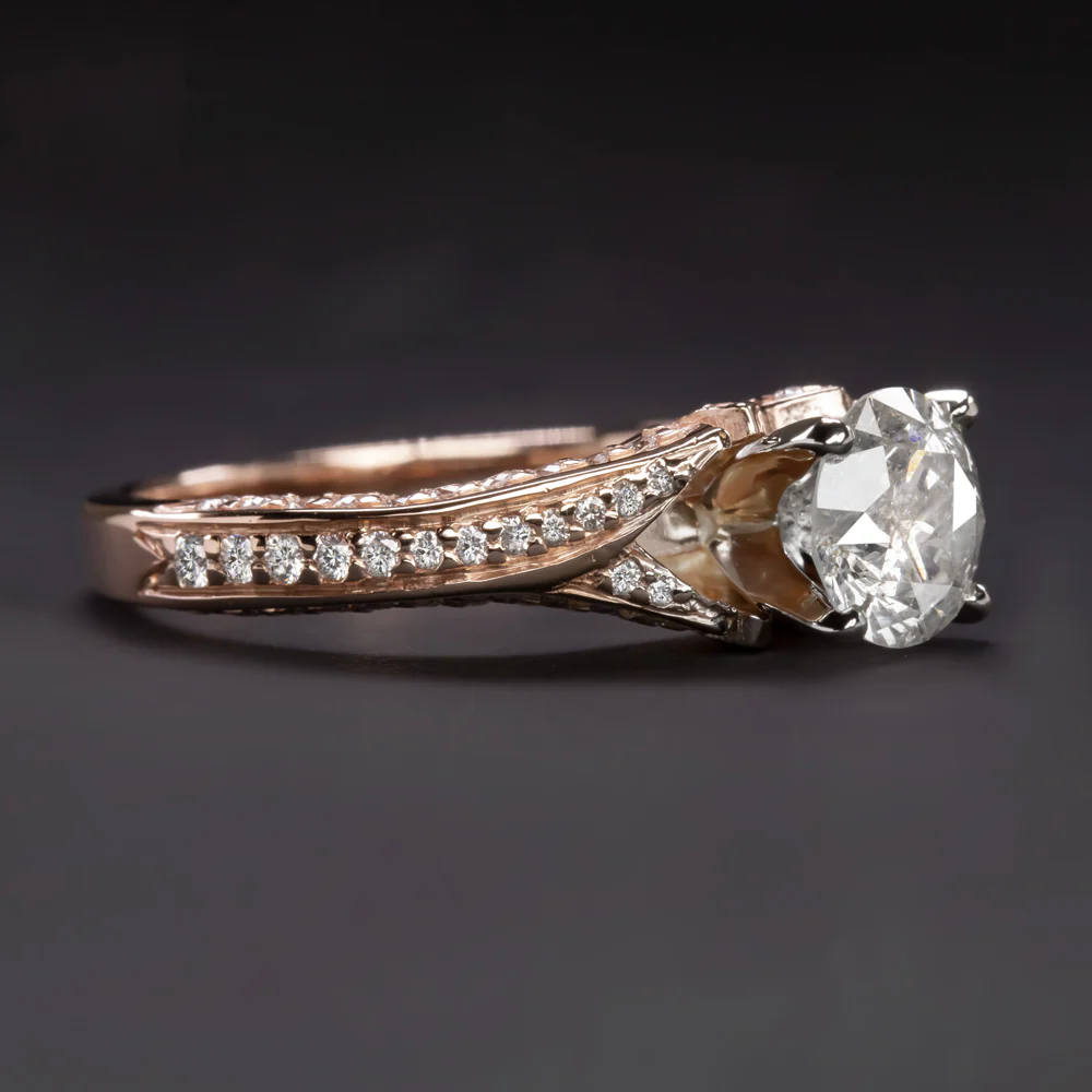 1.70ct NATURAL DIAMOND ROUND BRILLIANT CUT ENGAGEMENT RING ROSE GOLD SPLIT SHANK - Image 2