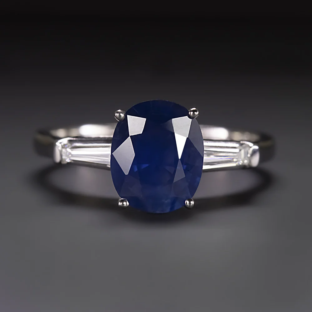 1.83ct SAPPHIRE DIAMOND PLATINUM RING ROYAL BLUE OVAL SHAPE ENGAGEMENT COCKTAIL
