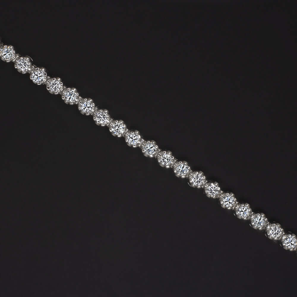 1.84ct DIAMOND TENNIS BRACELET 8.7gm 14k WHITE GOLD CLASSIC ROUND BRILLIANT CUT