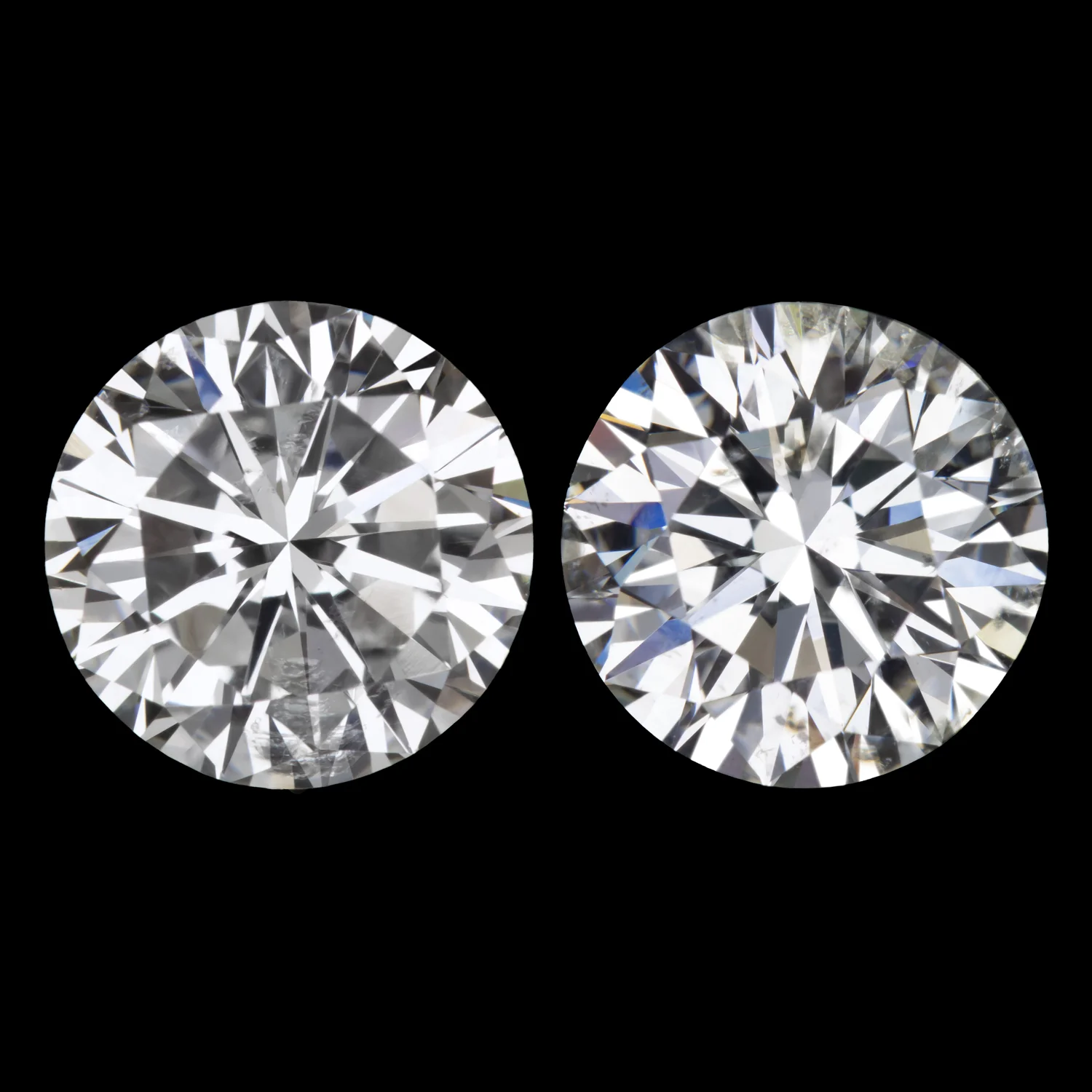 1.93ct G-H SI ROUND BRILLIANT CUT DIAMOND STUD EARRINGS MATCHING PAIR 2 CARAT