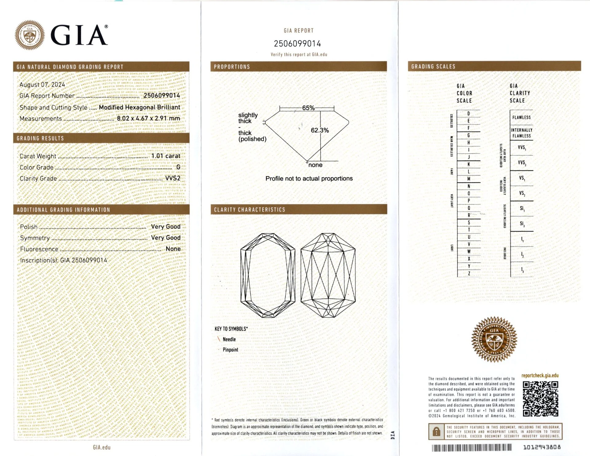1 CARAT GIA CERTIFIED G VVS2 DIAMOND HEXAGON SHAPE LOOSE NATURAL GEOMETRIC 1ct - Image 2