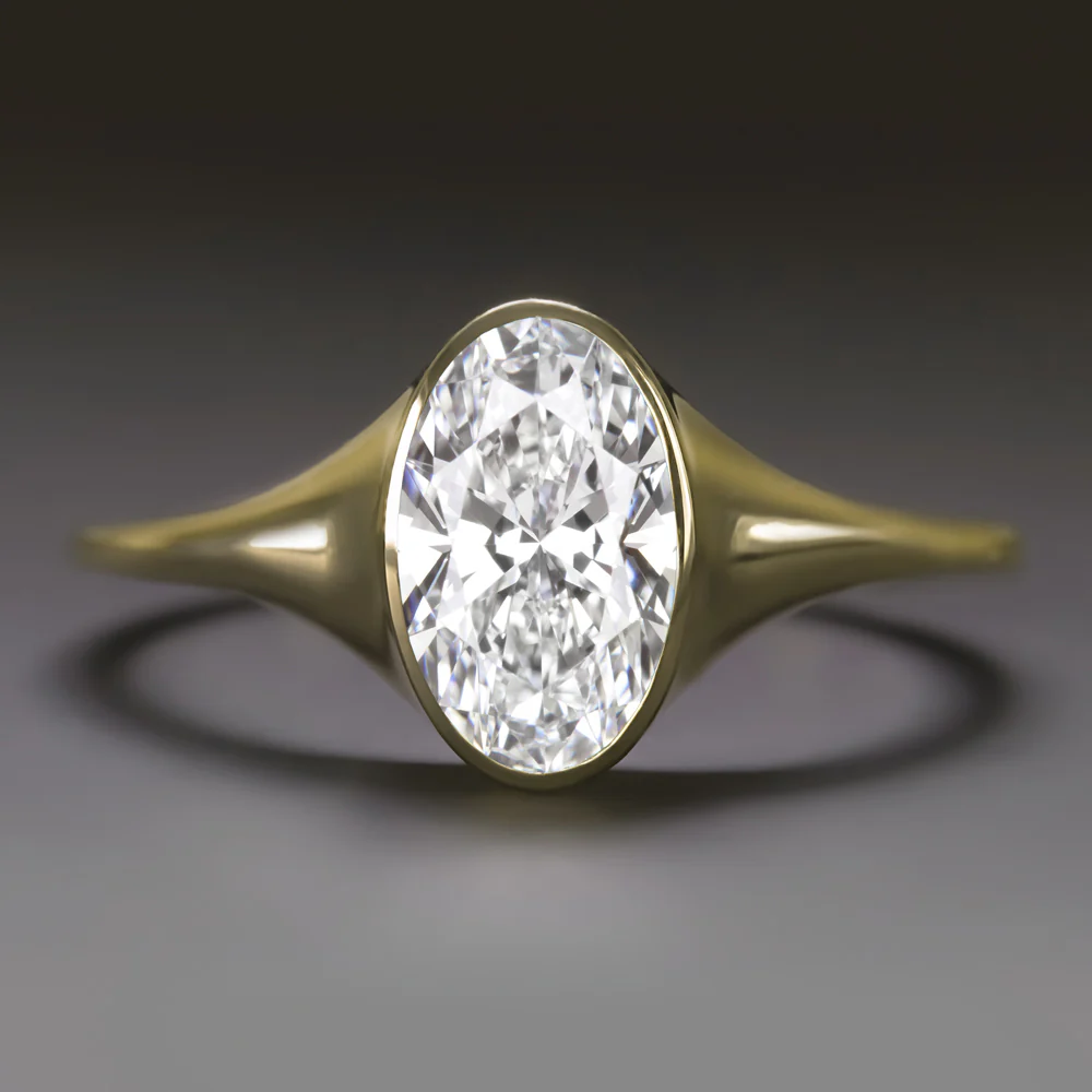 1 CARAT LAB CREATED DIAMOND ENGAGEMENT RING CERTIFIED OVAL SHAPE 14k YELLOW GOLD