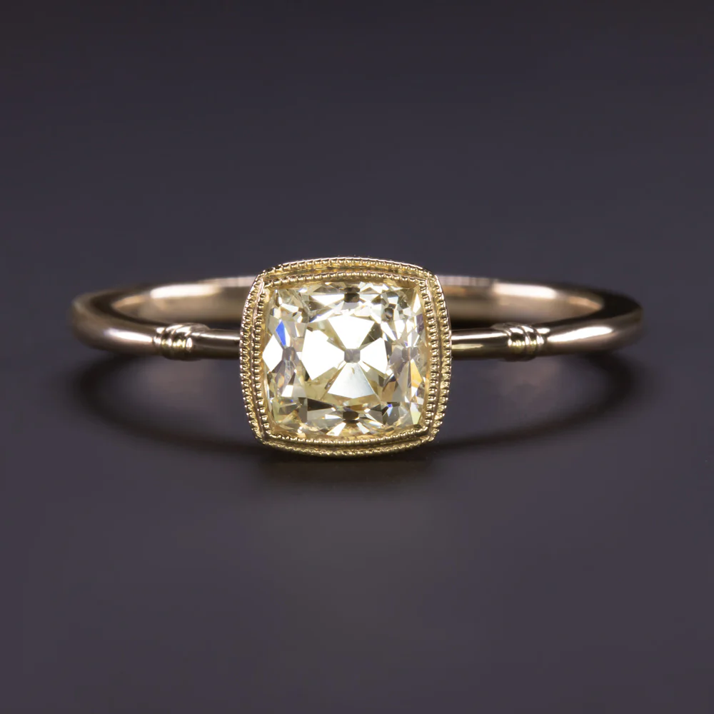 1 CARAT OLD MINE CUT DIAMOND ENGAGEMENT RING VINTAGE STYLE SOLITAIRE 14k GOLD