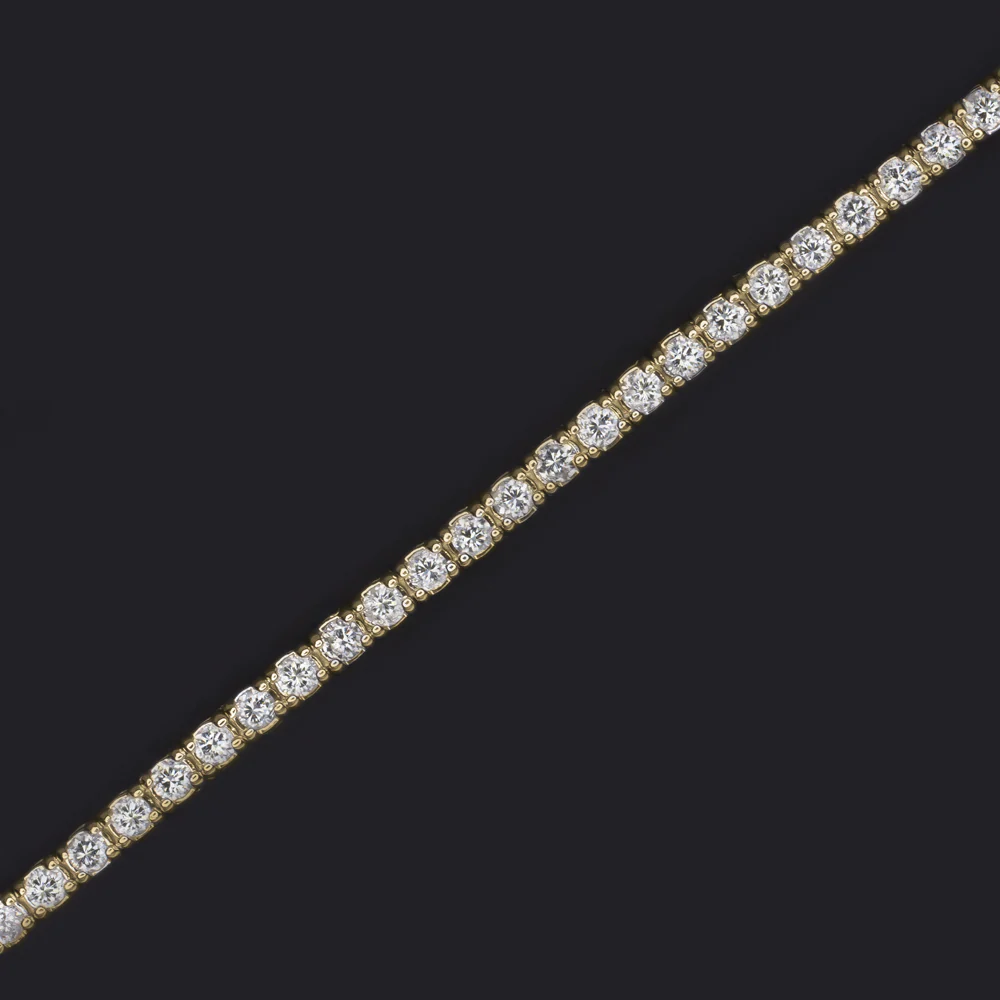 1 CARAT VERY GOOD CUT DIAMOND TENNIS BRACELET 14K YELLOW GOLD ROUND BRILLIANT