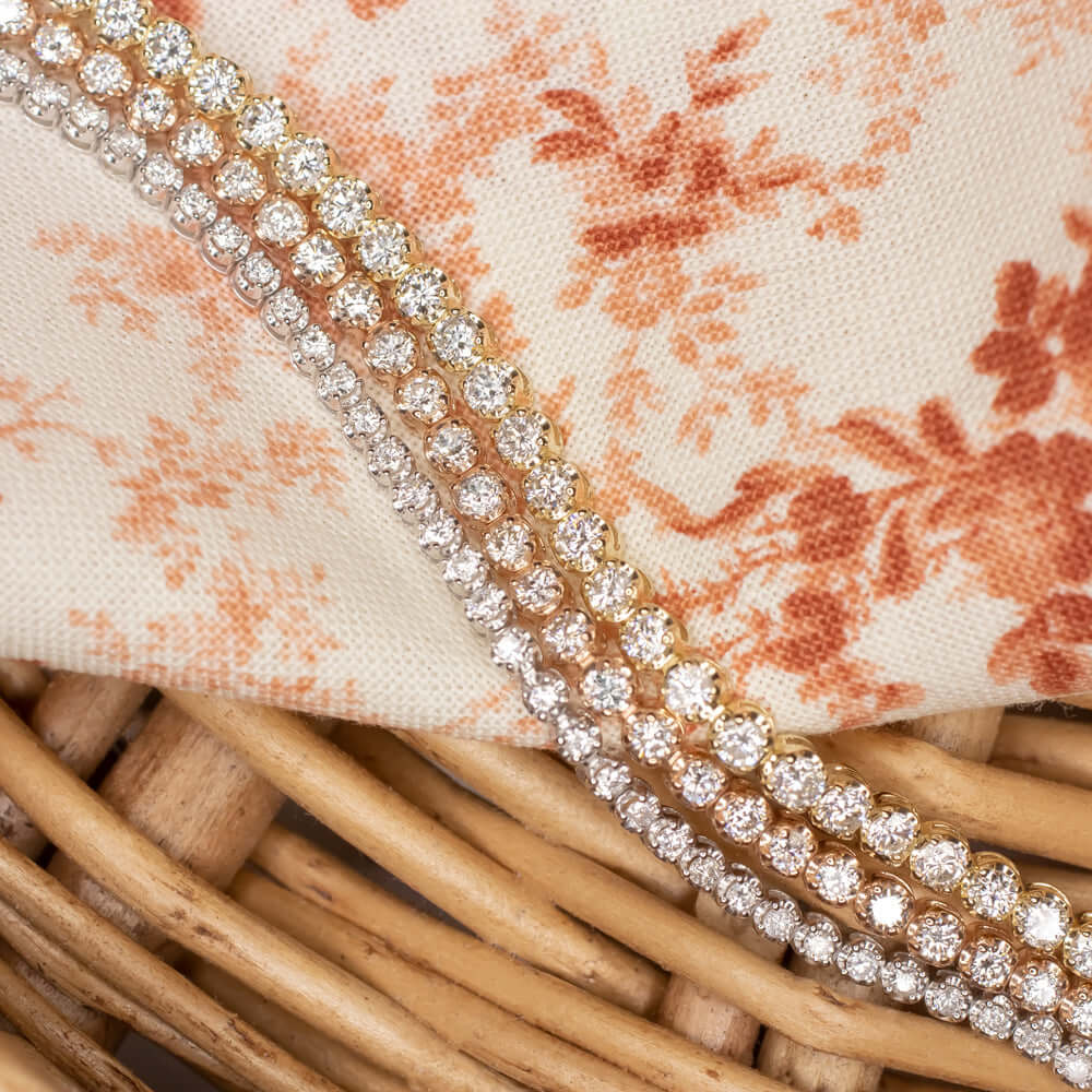 1 CARAT VERY GOOD CUT DIAMOND TENNIS BRACELET ROSE GOLD ROUND BRILLIANT CLASSIC - Image 3