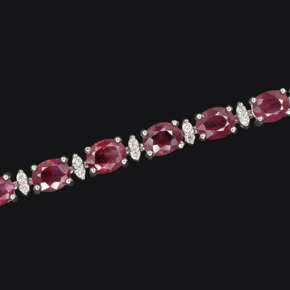 10.29ct RUBY DIAMOND BRACELET 18k WHITE GOLD TENNIS NATURAL OVAL SHAPE RED 10ct - Image 2