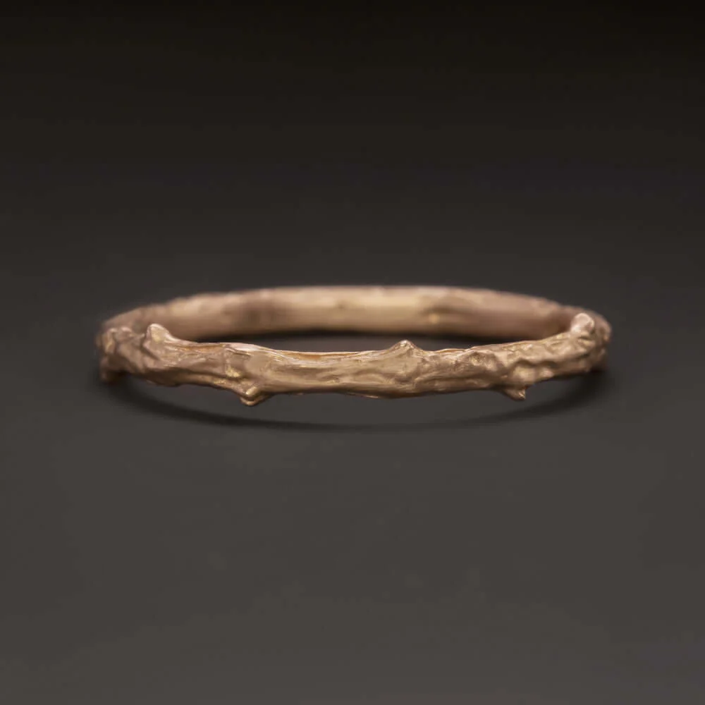 10K BRANCH STACKING RING RUSTIC BOHO ORGANIC WEDDING BAND ROSE GOLD VINE THORN