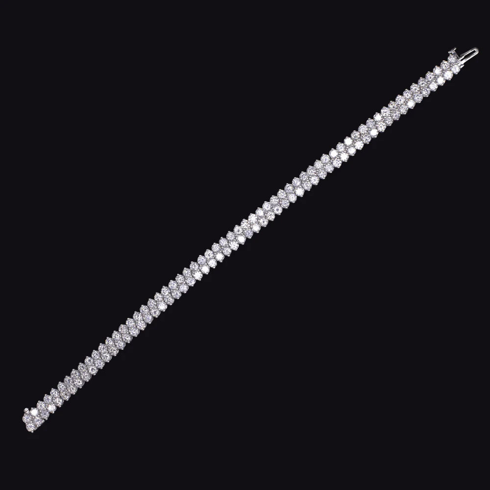 11 CARAT NATURAL DIAMOND TENNIS BRACELET 18.6gm DOUBLE ROW ROUND 18k WHITE GOLD - Image 2