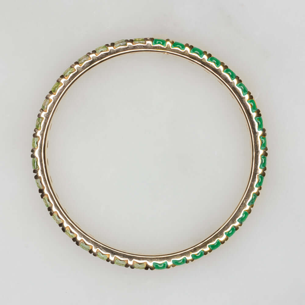 14K GOLD GREEN SAPPHIRE ONYX 2 COLOR ETERNITY RING STACKABLE BAND OMBRE GRADIENT - Image 2