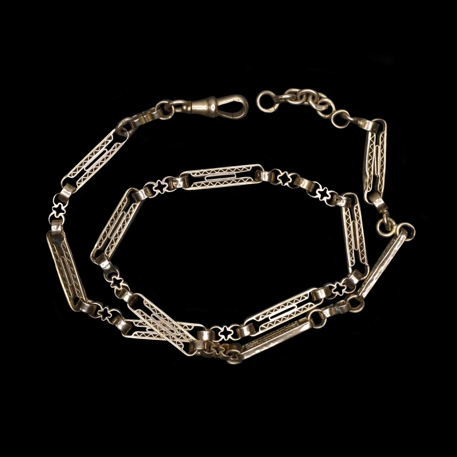 14k ROSE GOLD FRENCH VINTAGE CHAIN BRACELET FILIGREE SOLID ESTATE ART NOUVEAU