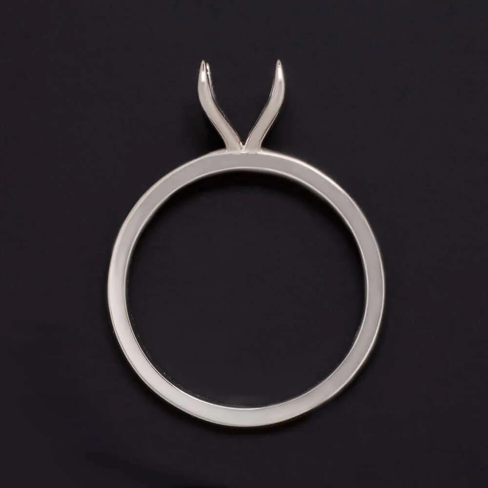 14K WHITE GOLD ENGAGEMENT RING SETTING 6.5mm ROUND SEMI MOUNT SOLITAIRE TAPERED - Image 2