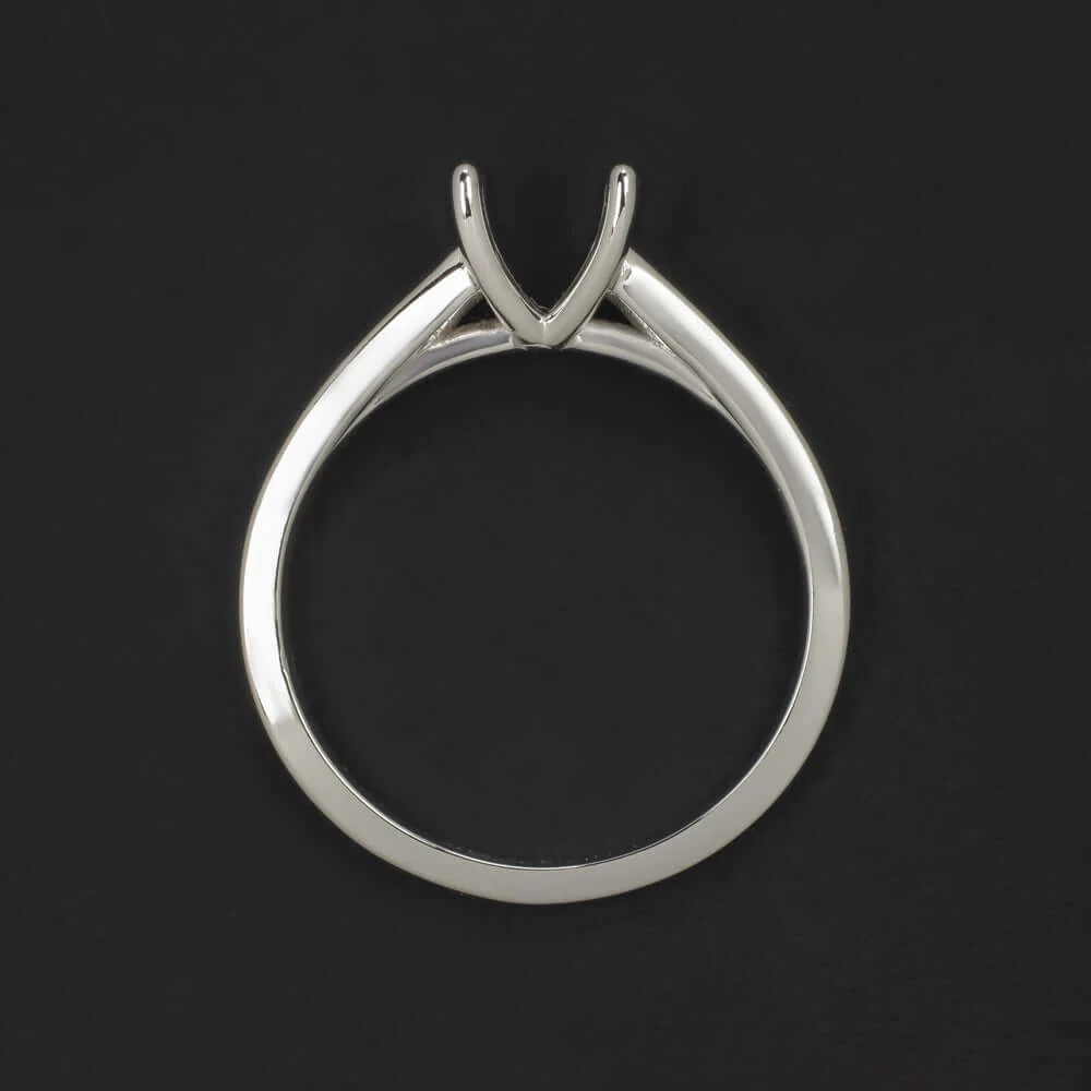 14K WHITE GOLD ENGAGEMENT RING SETTING FOR 6m ROUND SEMI MOUNT SOLITAIRE TAPERED - Image 3